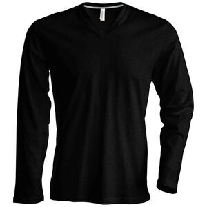 Kariban Mens Slim Fit Long Sleeve V Neck / Black
